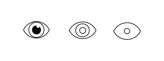 Three distinct and simple minimalist eye icons.