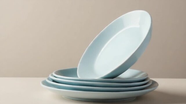 A stack of plates piled high, often used in kitchen or dining scenarios