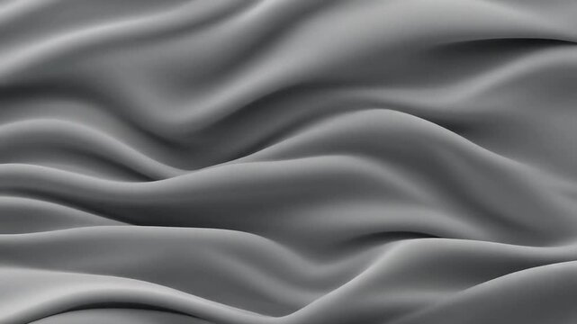 Smooth gray fabric texture with wavy folds and soft creases viewed from above