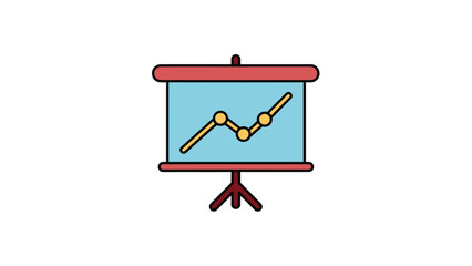 A presentation board icon displays an upward-trending line chart in a simplified graphic style