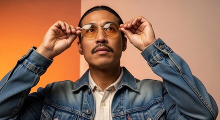 Obraz premium Man Wearing Stylish Sunglasses Portrait – Fashion Portrait Collection
