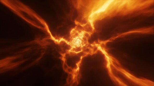 Intense solar flare explosion viewed from space with fiery plasma and energy release