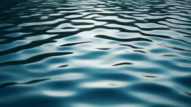 Ripples on the serene ocean surface reflecting sunlight from above, capturing the water's texture and gentle waves from a directly overhead viewpoint