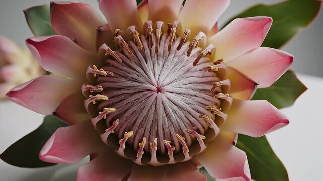 Close Up Pink Protea Flower Bloom for Nature Video.