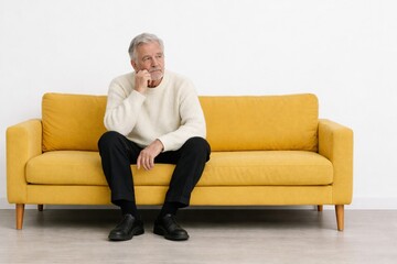 Elderly man, depression, loneliness and frustration