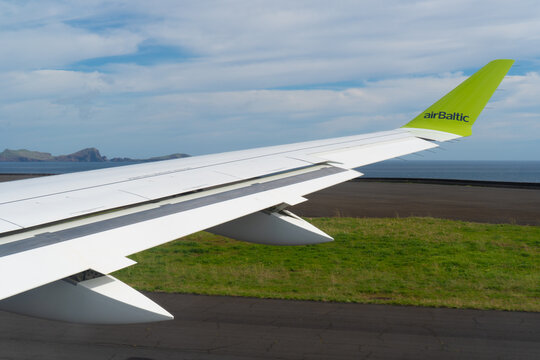 Madeira, Portugal - 27.01.2026: Airbaltic airplane at Funchal airport.