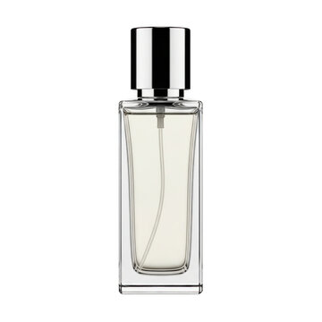 Elegant perfume bottle with minimalist design and black cap
