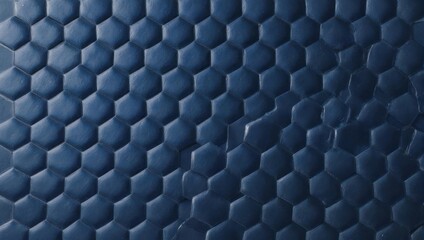 Fototapeta premium Close-up of a repeating geometric pattern of dark blue, textured, and hexagonal cells