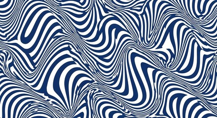 Fototapeta premium Abstract Blue and White Wavy Stripes Pattern Background.