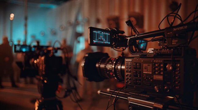 Professional video production studio with modern camera equipment