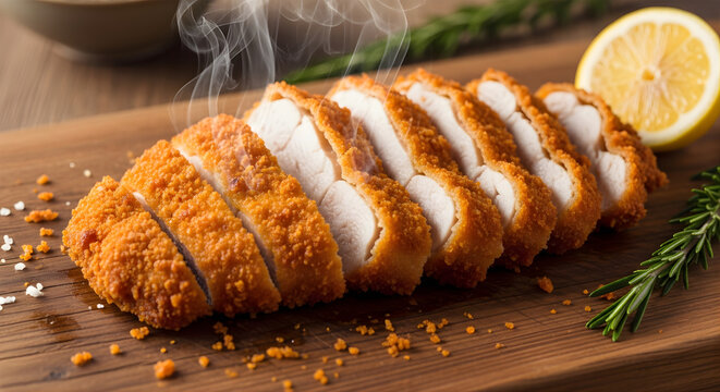 A fresh gourmet plate featuring a delicious grilled chicken breast and pork chop served with tasty vegetables for a healthy lunch meal