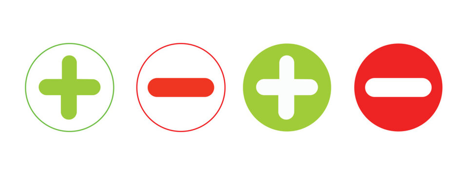 A combination of positive and negative circle icons.