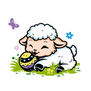 Osterl&auml;mmchen auf der Weide Icon