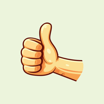 A vibrant hand drawn illustration of a thumbs up gesture on a light green background. Ideal for positive messaging stickers, social media feedback, chat app icons, and business approval.