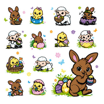 Frohe Osterm Sticker Set 