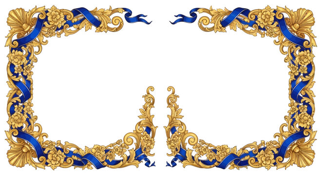 Baroque Floral Corner Border Vector Medieval Gold Manuscript