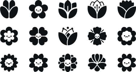 Fototapeta premium Black and white flower with smiling faces flowers