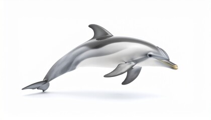 Dynamic striped dolphin gracefully leaping, showcasing agility and the vibrant spirit of marine wildlife. A beautiful symbol of ocean beauty and freedom, isolated on white background