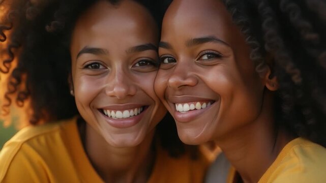 Two women smiling and posing for a  shoot