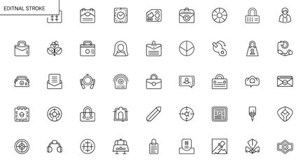Thin Line Business Icons Set