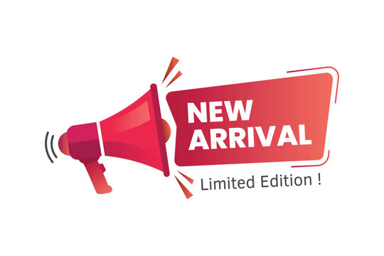 Megaphone with new arrival and limited edition announcement banner vector