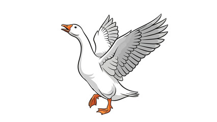 White goose with open wings isolated on white background. © Parade