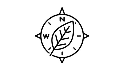 Nature compass with leaf for eco direction and navigation