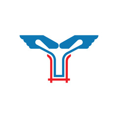 Medical Care Logo With Protective Wings and Hands Symbolizing Health, Healing and Trust