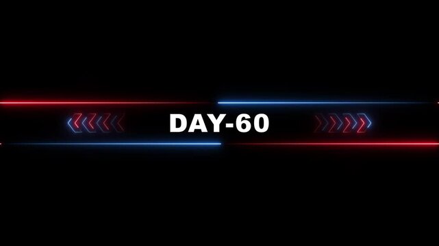 Neon Countdown Day 60 Glowing Red Blue Arrows Black Background