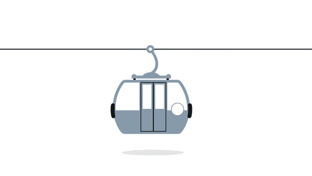 Flat illustration of a cable car traveling on a wire.