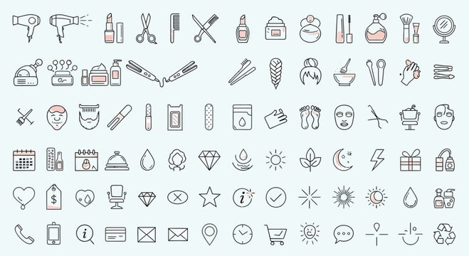 Beauty, Personal Care & UI Line Icons Collection