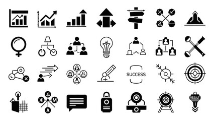 Vector Icon Sheet Featuring Business Strategy and Growth Symbols for Success © Icon Master PNG