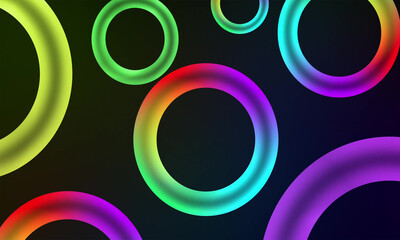 Abstract Colorful Gradient Ring Illustration on Dark Background &ndash; Glowing Circle Geometric Design
