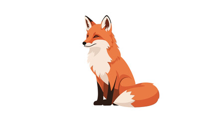 Obraz premium Cute red fox vector illustration sitting on a white background.