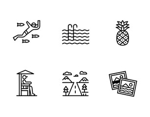 Fototapeta premium Vector illustration of outdoor activities and nature elements with a tropical theme