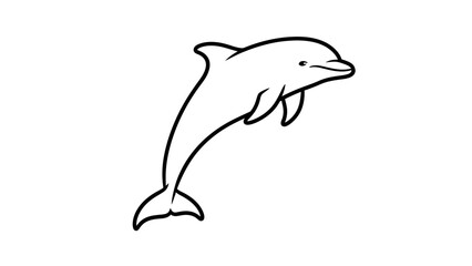 Obraz premium Simple line art drawing of a graceful jumping dolphin.