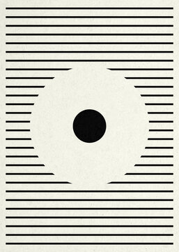 Abstract geometric circle illustration in Bauhaus style with lines