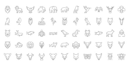 Comprehensive Global Fauna and Wildlife Outline Icons Collection © rem