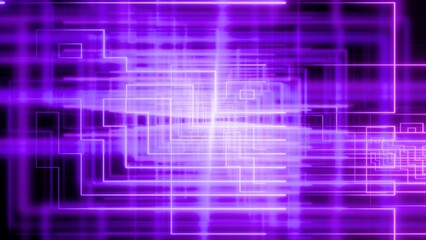 Futuristic Neon Purple Technology Background with Glowing Digital Circuit Lines and Tunnel Effect, technology background, data flow