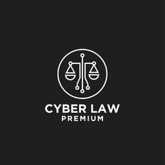 Cyber Law Premium Logo with Digital Justice Scales Icon for Legal Technology