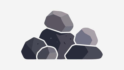 Stylized vector illustration of a pile of dark grey geometric stones © Marchell