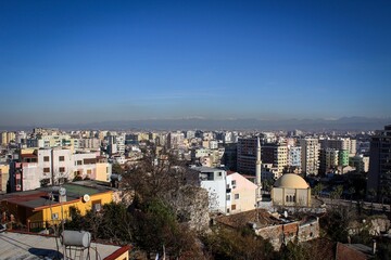 Fototapeta premium Panoramic view of Durres town and port, Albania