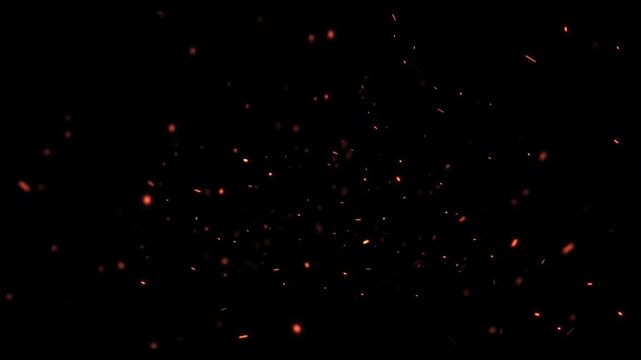 Fire Sparks and Ember Particles Overlay, Realistic Flame Dust Texture, Cinematic Transition Effect, Alpha Channel, Full HD