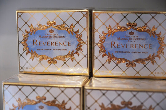 Paris,France-Oct.4th 2025: Close-up of Princesse Marina De Bourbon Reverence perfume.