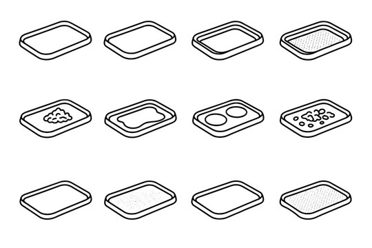 Appearance simple clean vector build perimeter organizer food tray pet minimalist icon