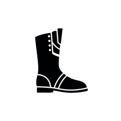 Black and white silhouette of a single boot.