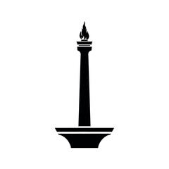Fototapeta premium Monas National Monument Jakarta Indonesia Silhouette Icon.
