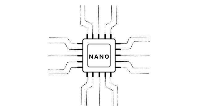 Central Processing Unit Chip with Dotted Circuit Connections and NA Label microchip integrated circuit