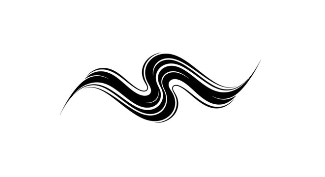Fluid Modern Stylized Ocean Wave Vector Silhouette for Calm Digital Graphics. transparent