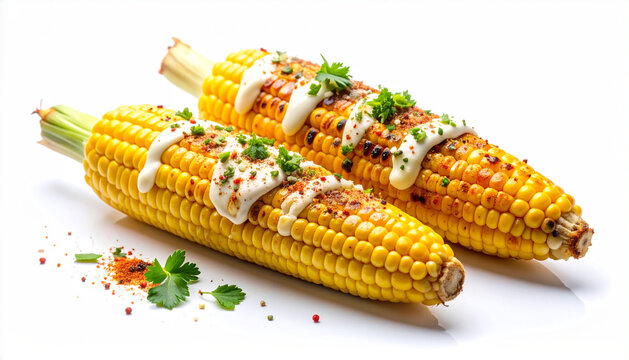 Mexican Elote on Clean White Background   
